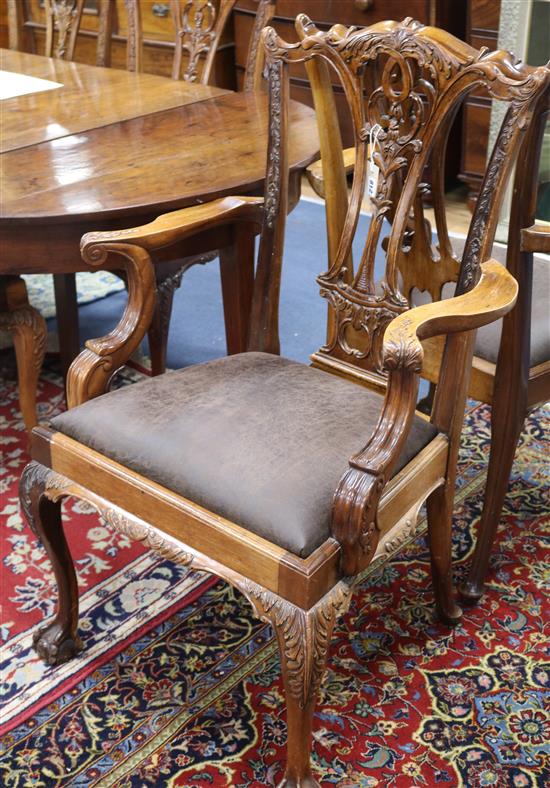 A set of eight Chippendale style mahogany dining chairs, including two carvers